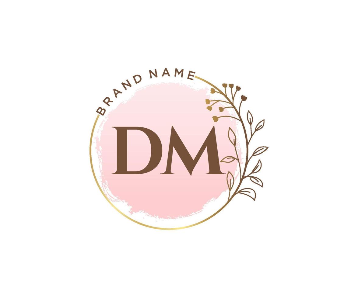 logo féminin initial dm. utilisable pour les logos nature, salon, spa, cosmétique et beauté. élément de modèle de conception de logo vectoriel plat.