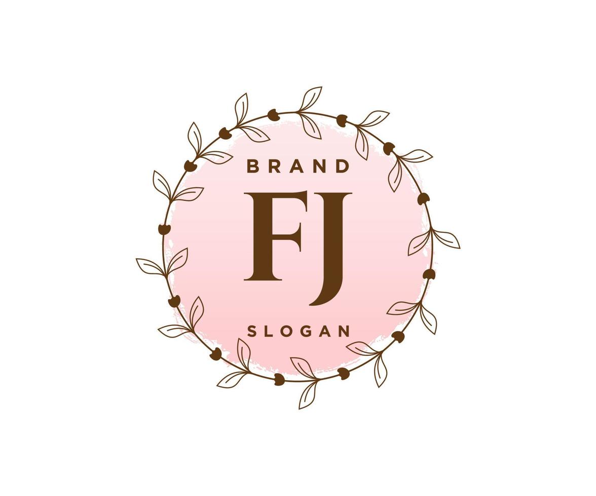 logo féminin initial fj. utilisable pour les logos nature, salon, spa, cosmétique et beauté. élément de modèle de conception de logo vectoriel plat.