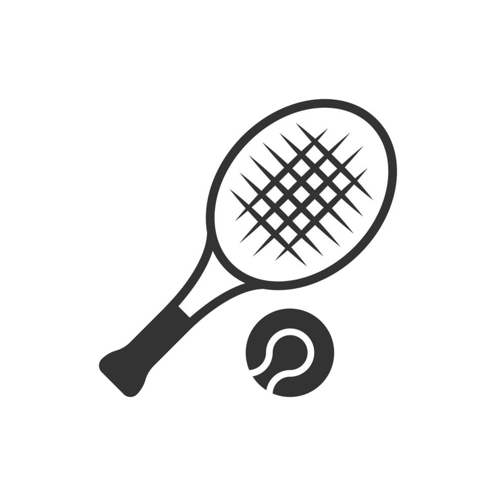 icône de raquette de tennis dans un style plat. illustration vectorielle de raquette de jeu sur fond isolé. concept d'entreprise de signe d'activité sportive. vecteur