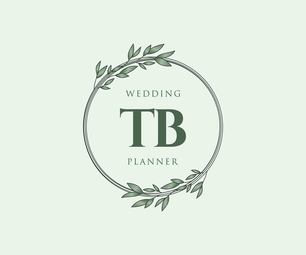 tb initiales lettre mariage monogramme logos collection, modèles minimalistes et floraux modernes dessinés à la main pour cartes d'invitation, réservez la date, identité élégante pour restaurant, boutique, café en image vectorielle vecteur