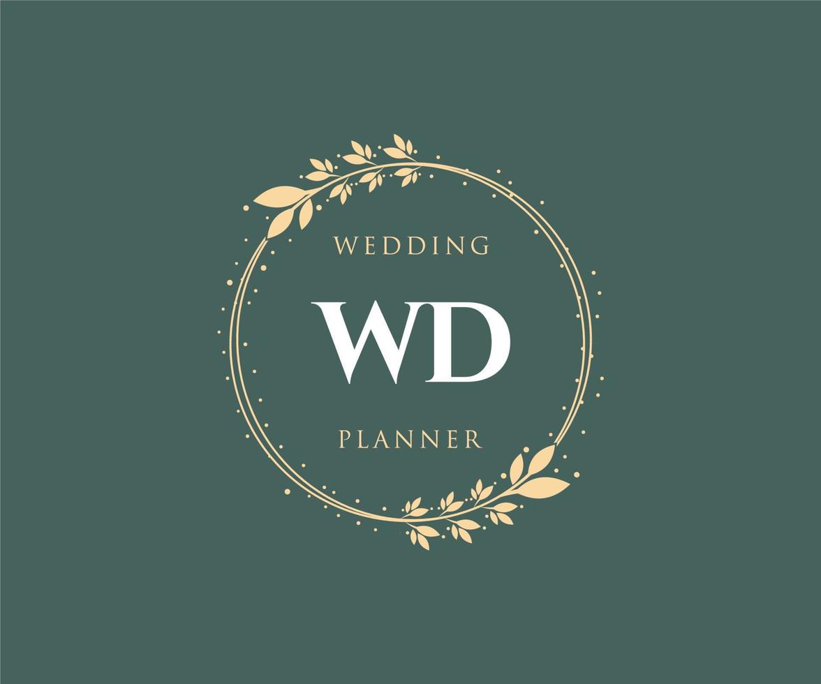 wd initiales lettre collection de logos de monogramme de mariage, modèles minimalistes et floraux modernes dessinés à la main pour cartes d'invitation, réservez la date, identité élégante pour restaurant, boutique, café en image vectorielle vecteur