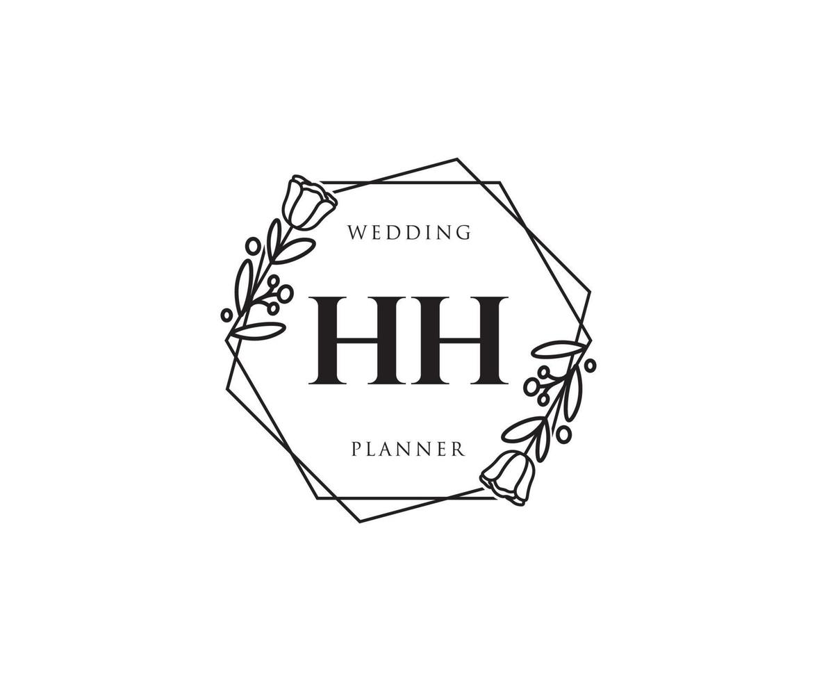 logo féminin hh initial. utilisable pour les logos nature, salon, spa, cosmétique et beauté. élément de modèle de conception de logo vectoriel plat.