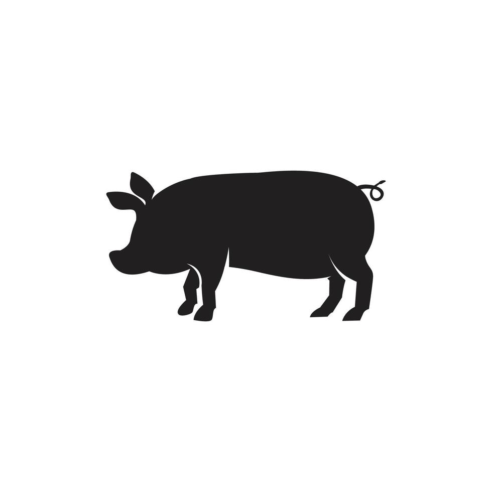 cochon silhouette animal de ferme vecteur