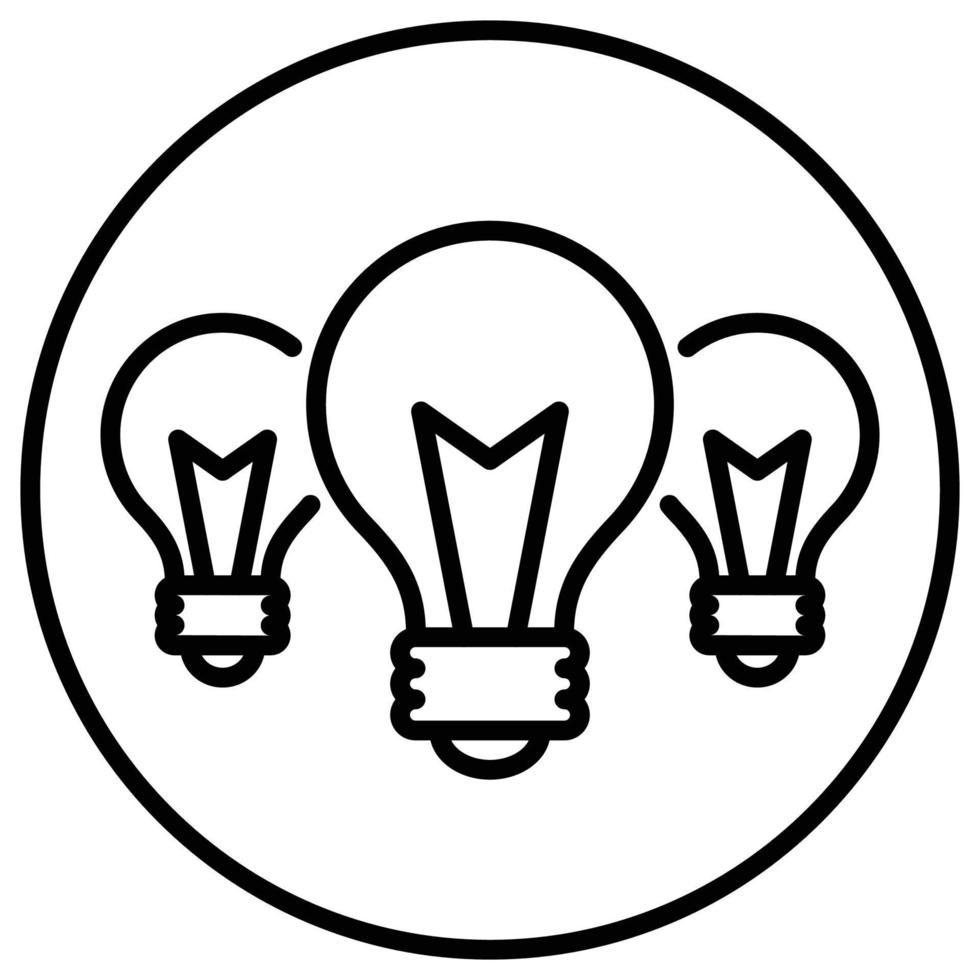 icône de contour pour la lumière de l'ampoule électrique. vecteur