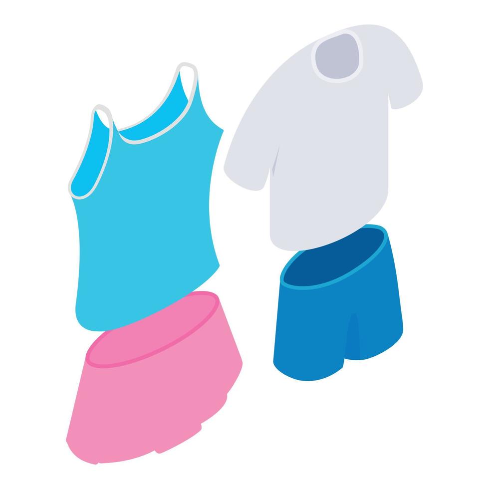 vecteur isométrique d'icône de vêtements de tennis. vêtements de sport femme et homme
