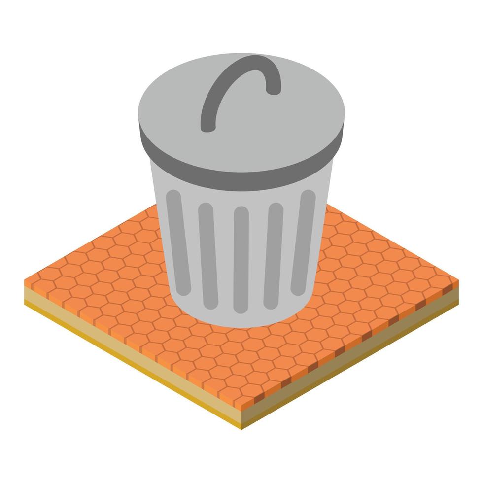 icône de poubelle en métal, style isométrique vecteur