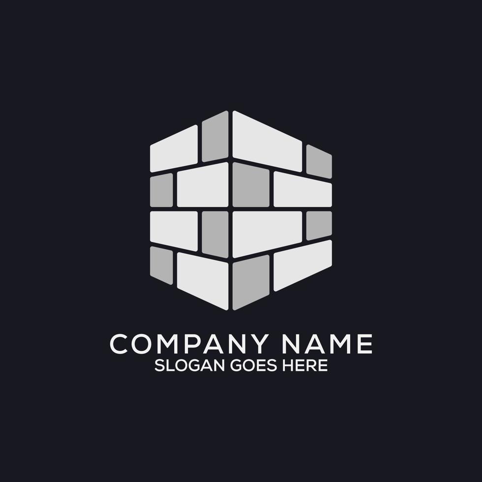 conception de logo de mur de brique hexagonale, illustration vectorielle de construction de bâtiment, peut être utilisée comme symboles, identité de marque, logo d'entreprise, icônes ou autres. vecteur