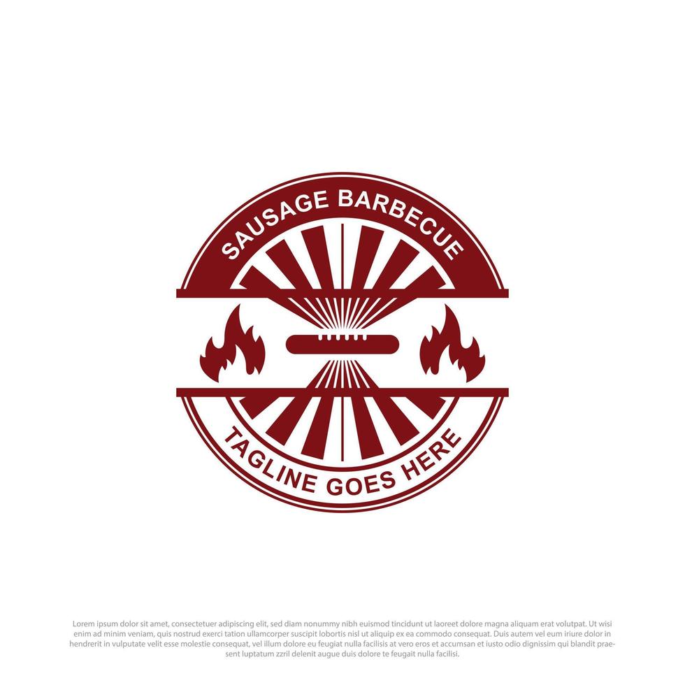 vecteur d'insigne de logo de barbecue de saucisse isolé, idéal pour la marque de logo de restauration rapide