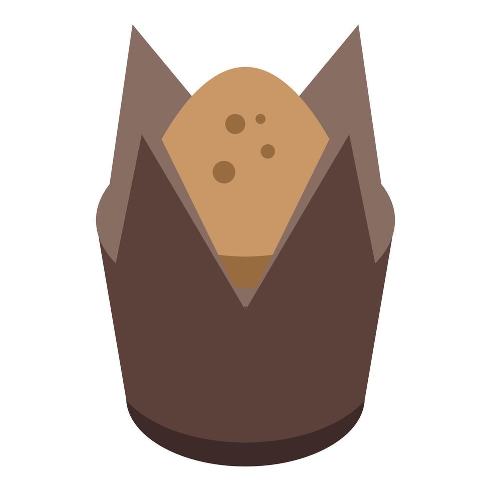 icône de muffin au chocolat, style isométrique vecteur