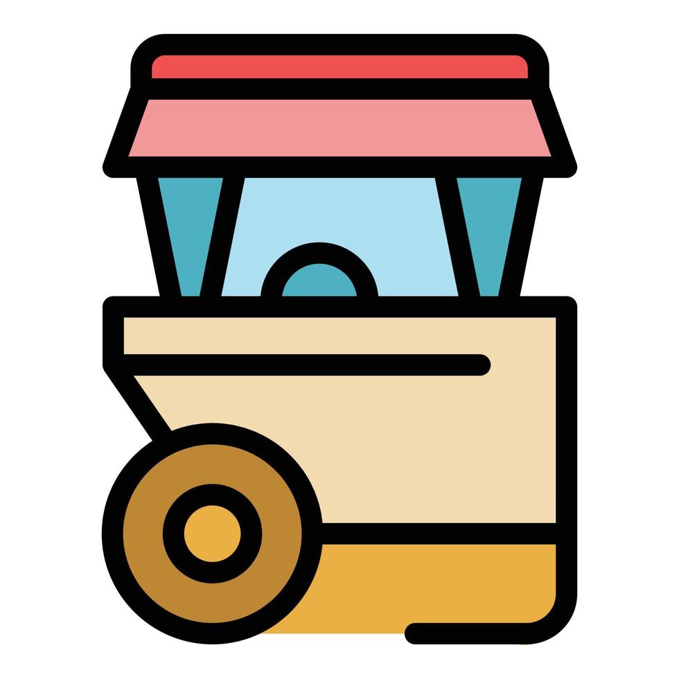 camion hot-dog, icône, couleur, contour, vecteur