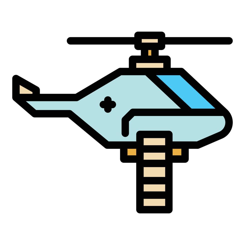 vecteur de contour couleur icône hélicoptère de sauvetage échelle