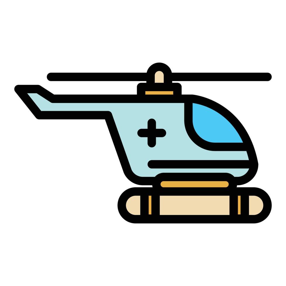 vecteur de contour de couleur d'icône d'hélicoptère de sauvetage médical