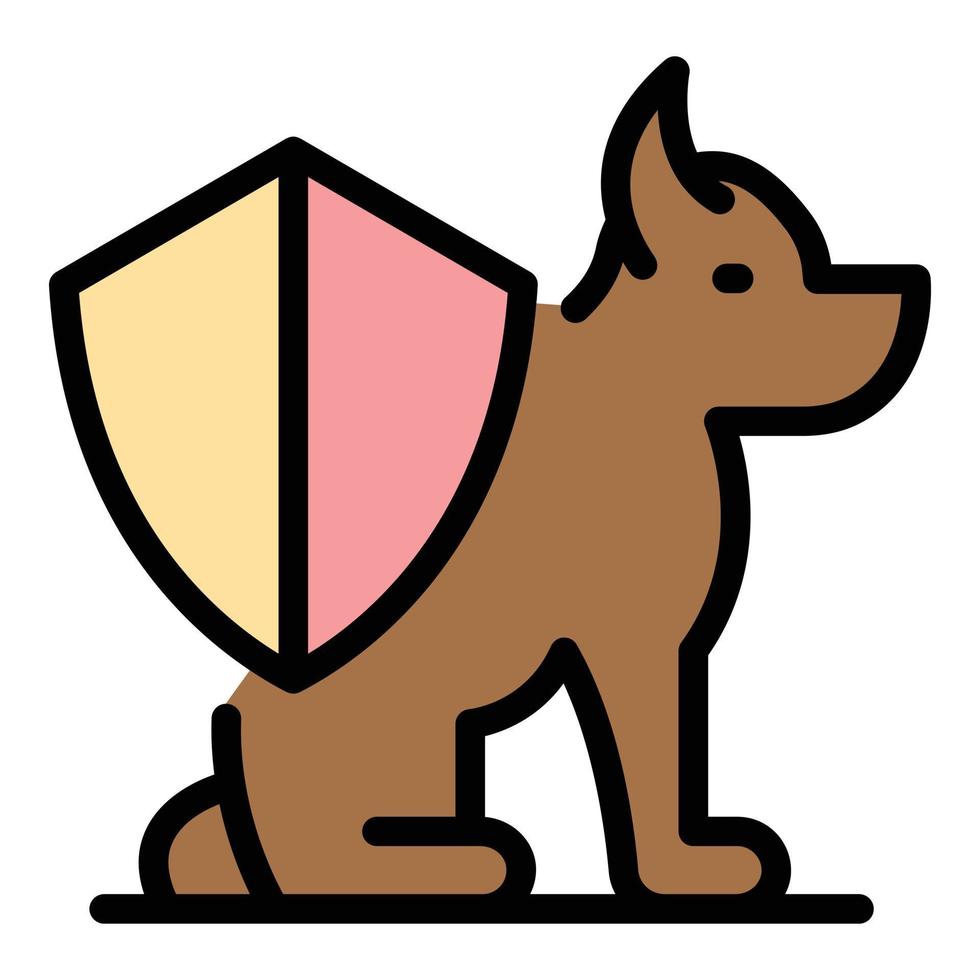 Bouclier chien protéger icône vecteur contour couleur