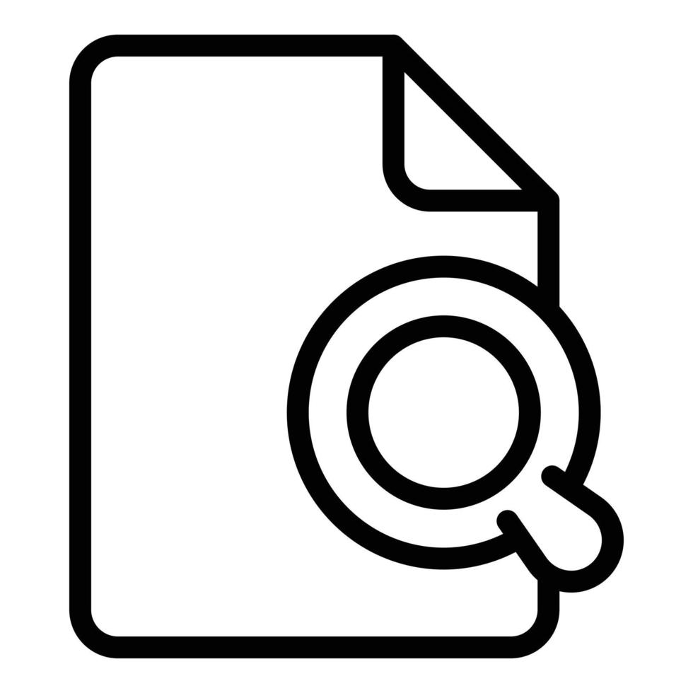 icône de document de recherche de filtre, style de contour vecteur