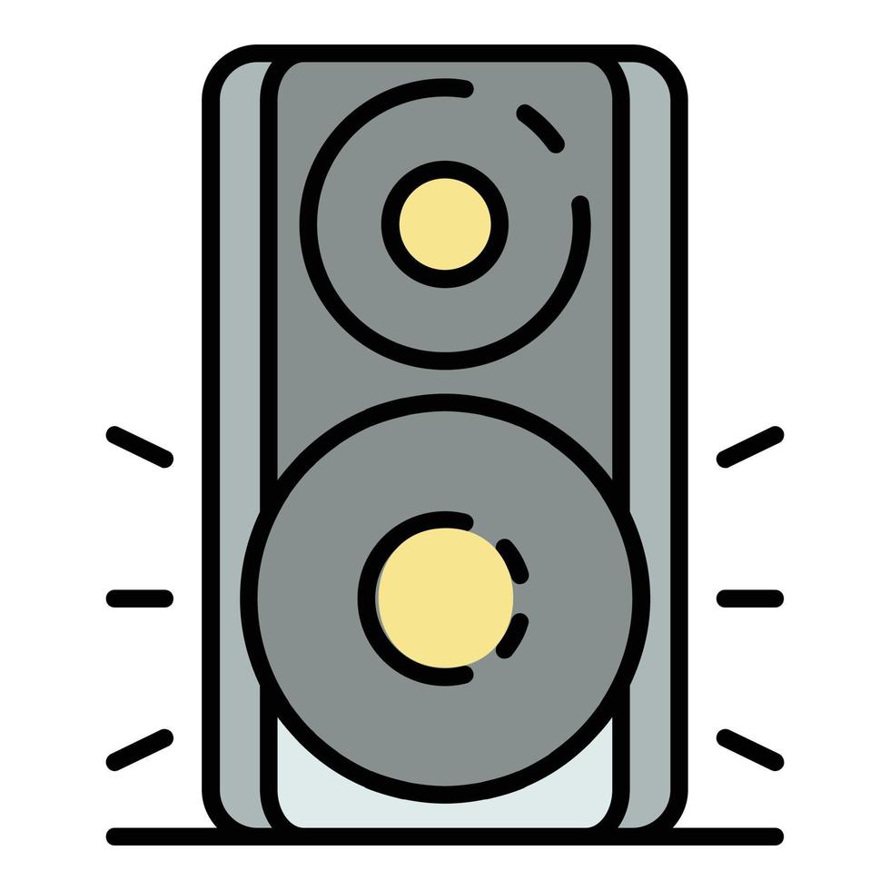 L'icône du haut-parleur en bois musique vecteur contour couleur