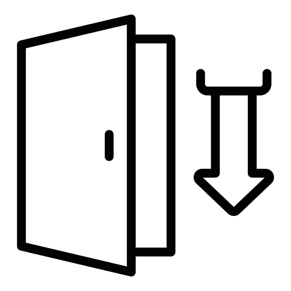 icône d'évacuation de porte en bois, style de contour vecteur