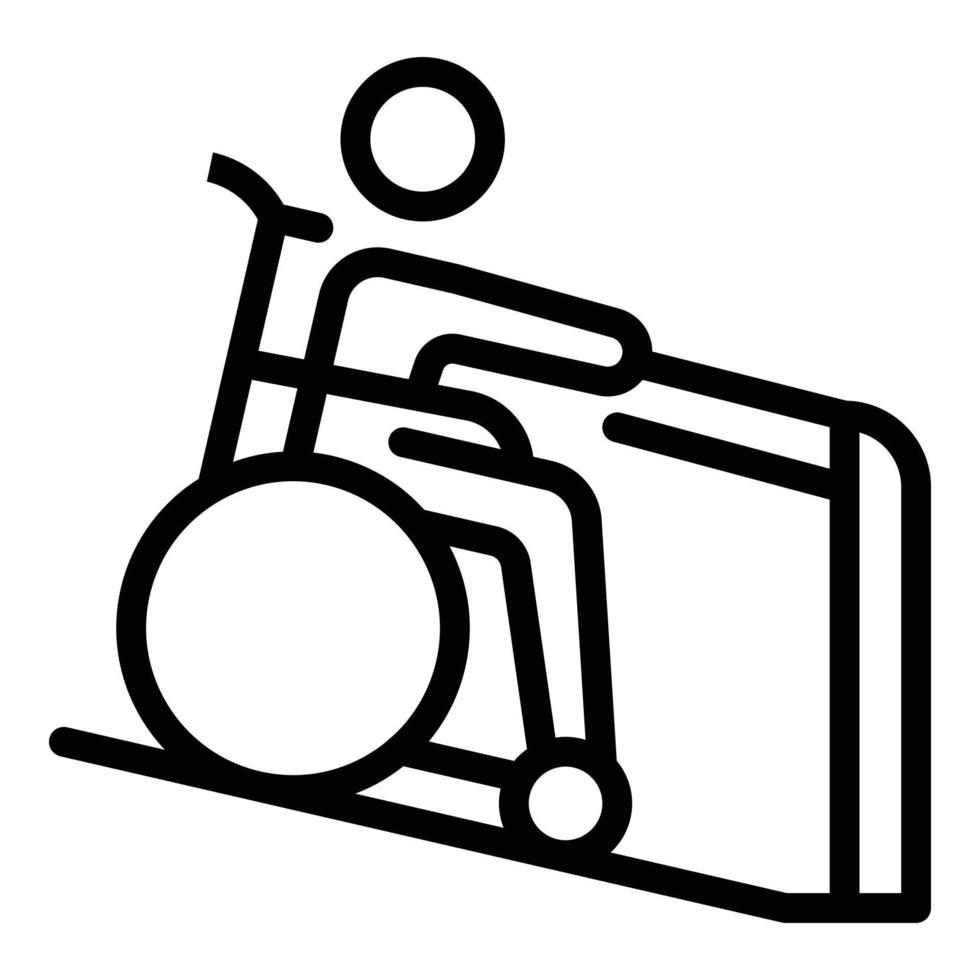 icône d'aide d'homme en fauteuil roulant, style de contour vecteur