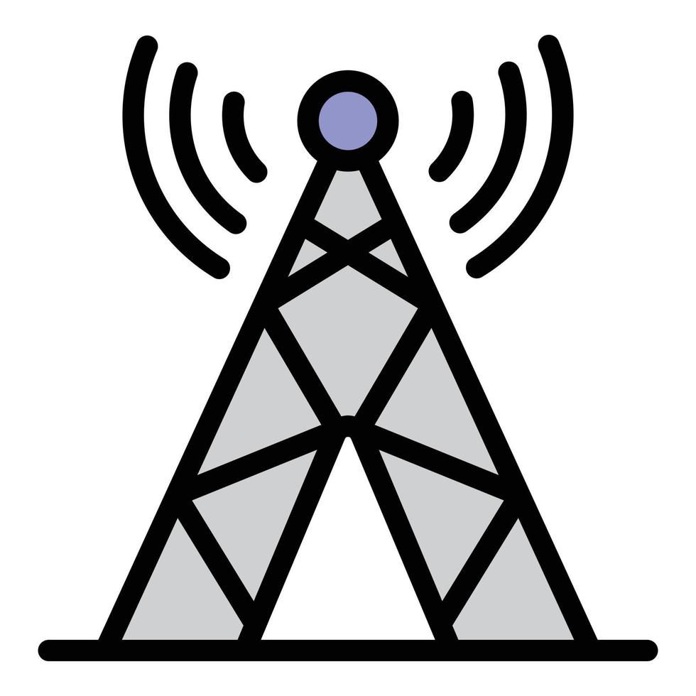 L'icône de la tour de télévision radio vecteur contour couleur