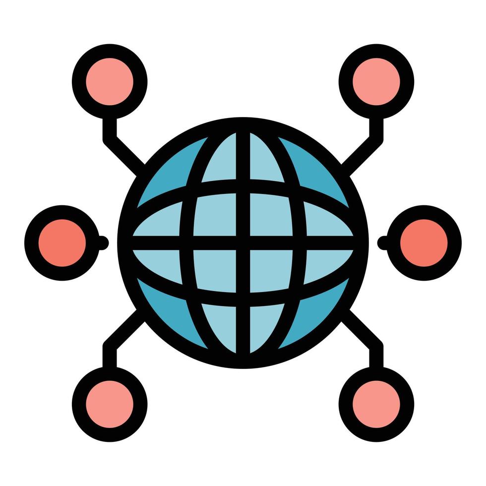 vecteur de contour de couleur d'icône d'accès à distance international