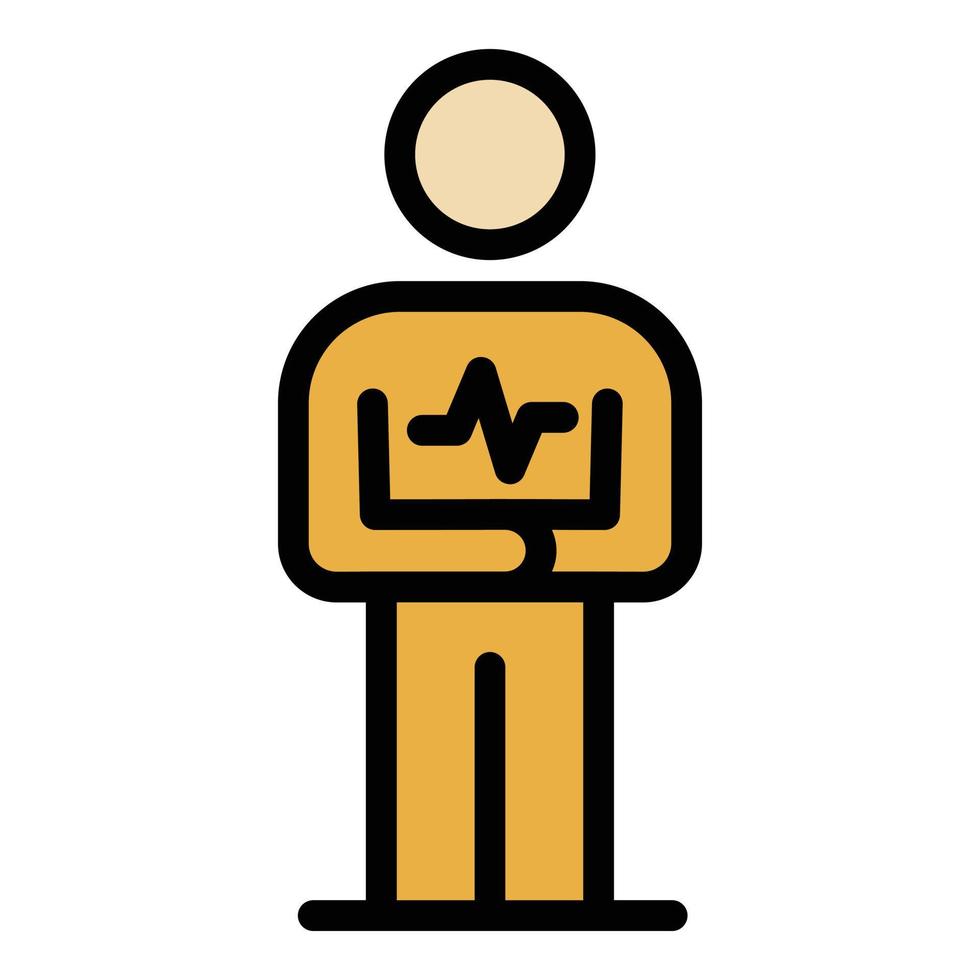 vecteur de contour de couleur d'icône de traits personnels de heartrate