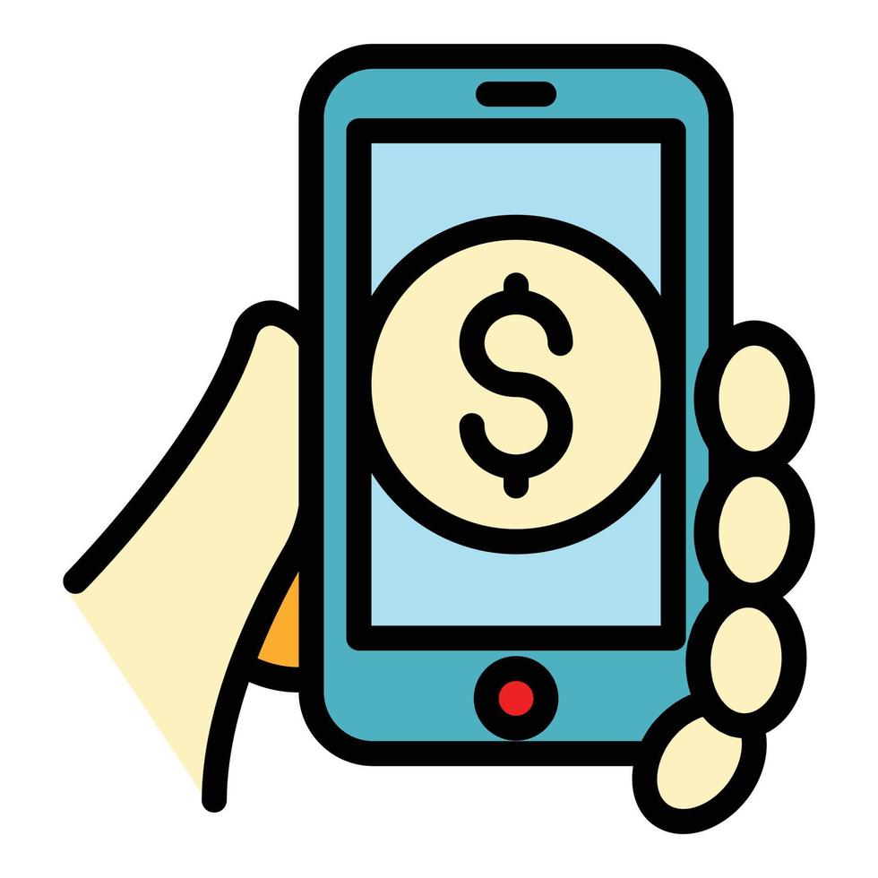vecteur de contour de couleur de l'icône de l'application mobile de paiement