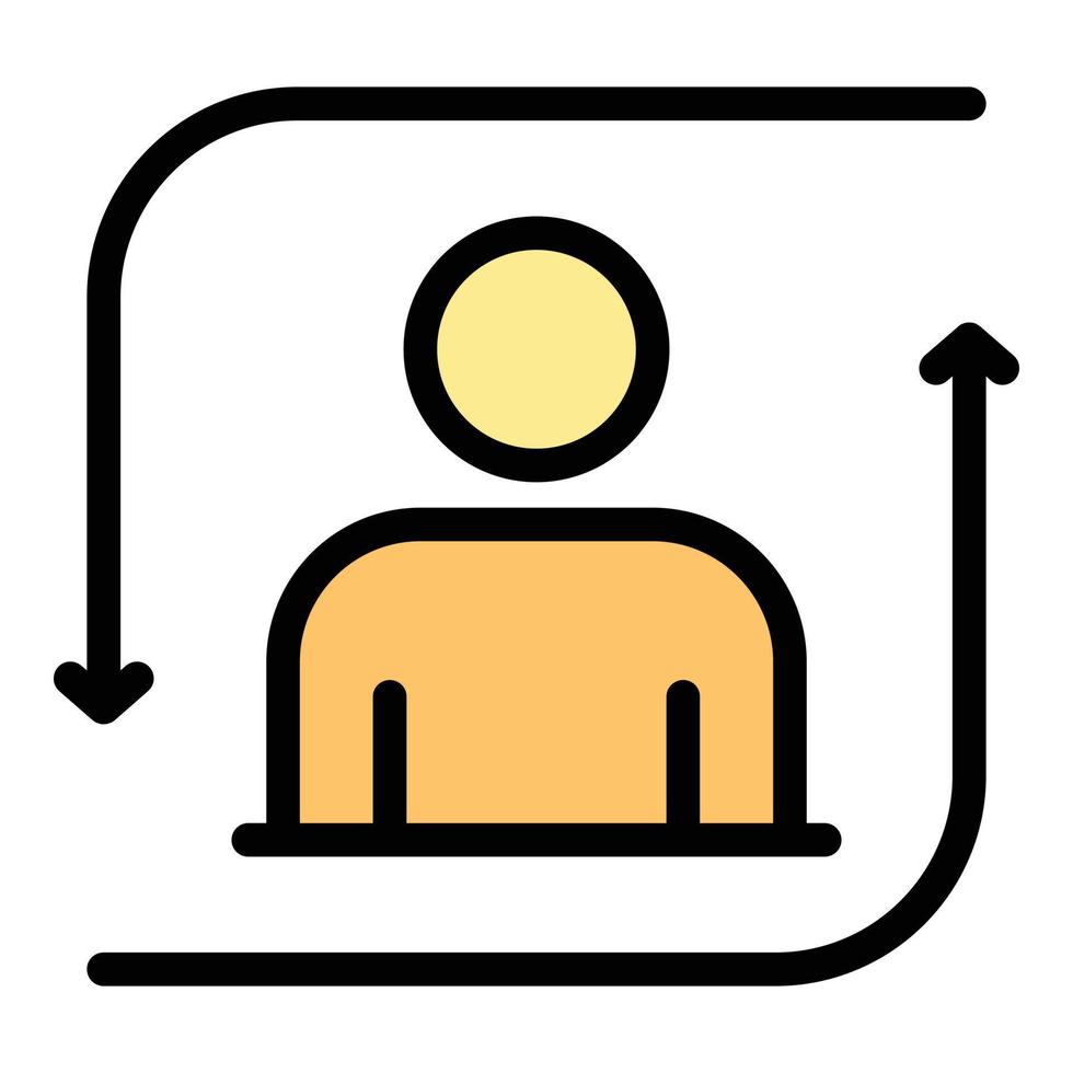 l'homme et le vecteur de contour de couleur de l'icône des flèches de rechargement