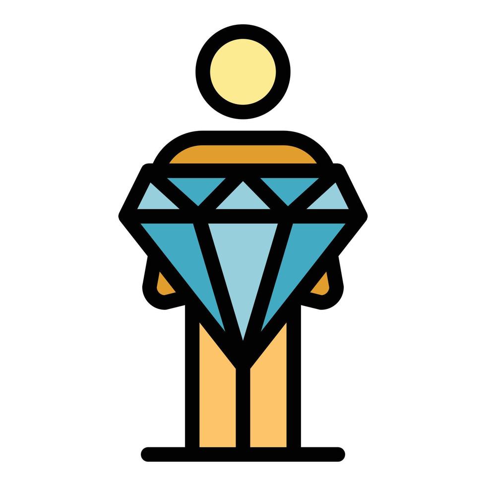 joueur prendre diamant prix icône couleur contour vecteur