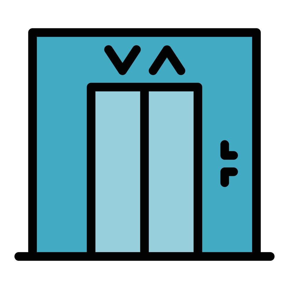 vecteur de contour couleur icône ascenseur résidentiel