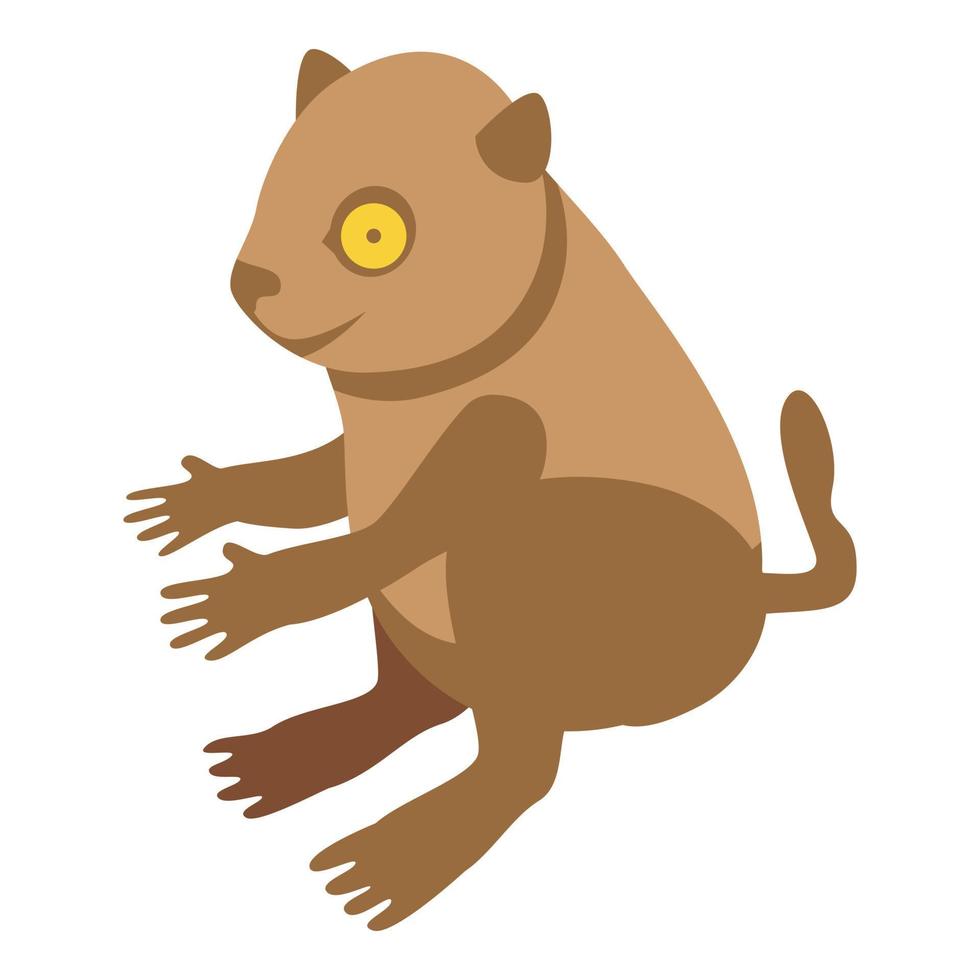 icône de lémurien pour enfants, style isométrique vecteur
