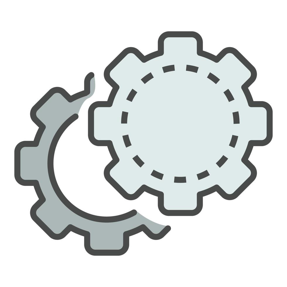 vecteur de contour de couleur d'icône de roue dentée