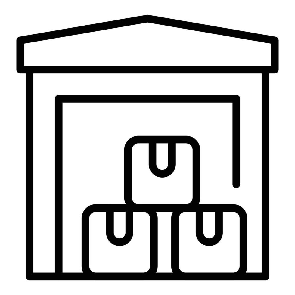 vecteur de contour d'icône d'entrepôt d'expédition. stockage de fret