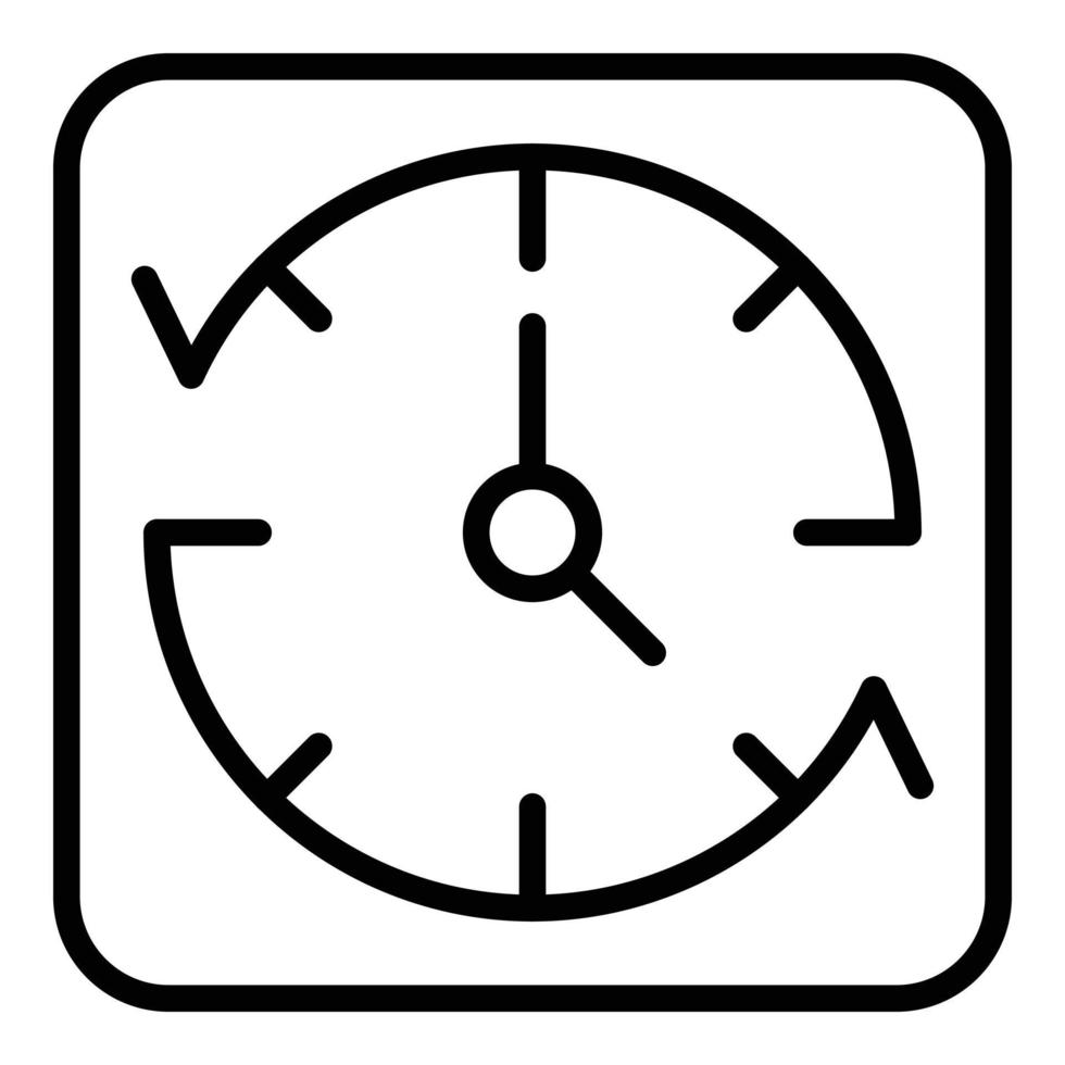 icône d'horloge murale de travail en retard, style de contour vecteur