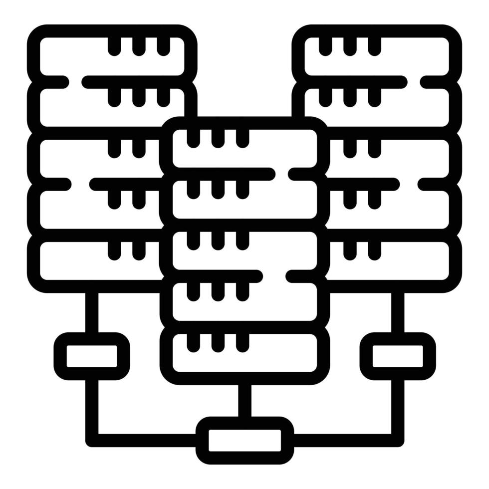 icône internet du réseau serveur, style de contour vecteur