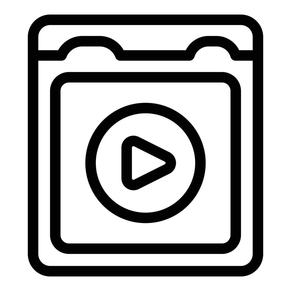 icône de fichier vidéo, style de contour vecteur