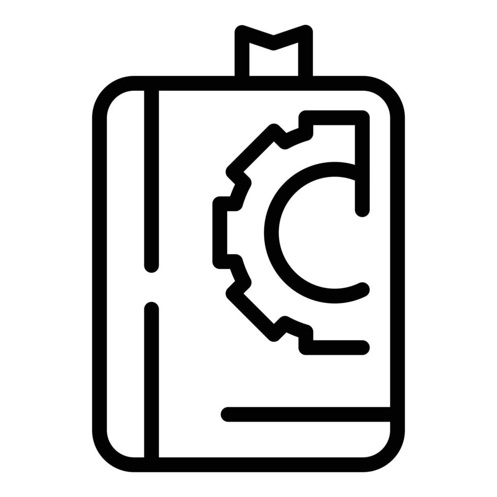 icône de bloc-notes de réglage, style de contour vecteur