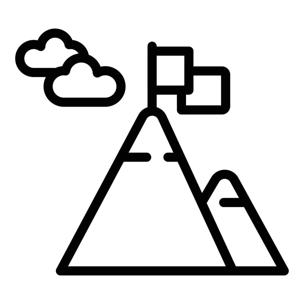 icône de montagne de drapeau, style de contour vecteur