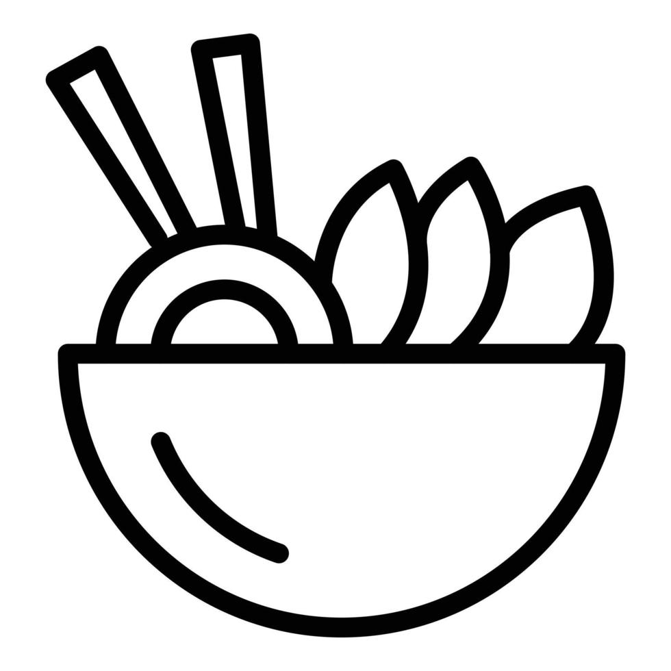 icône de bol de nourriture asiatique, style de contour vecteur