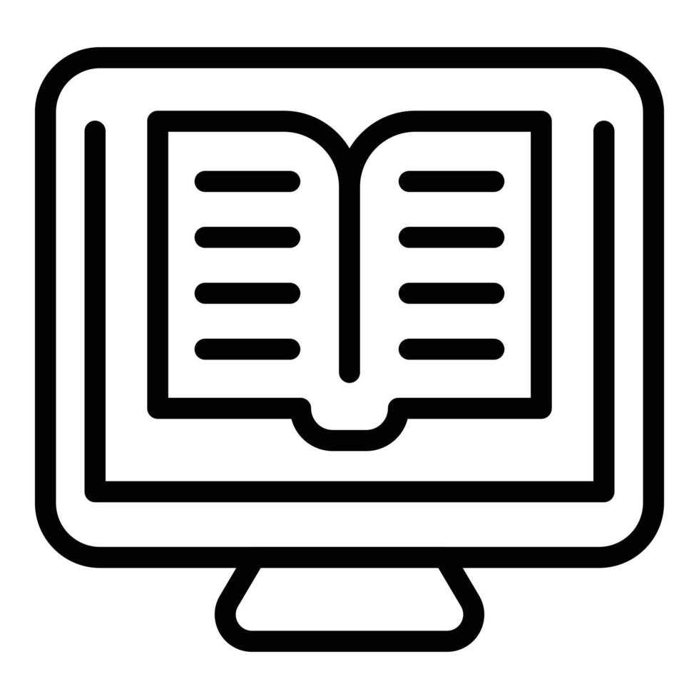 icône d'études de marché du livre en ligne, style de contour vecteur