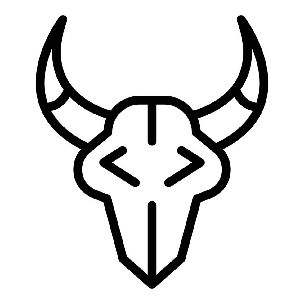 icône de crâne de vache ranch, style de contour vecteur