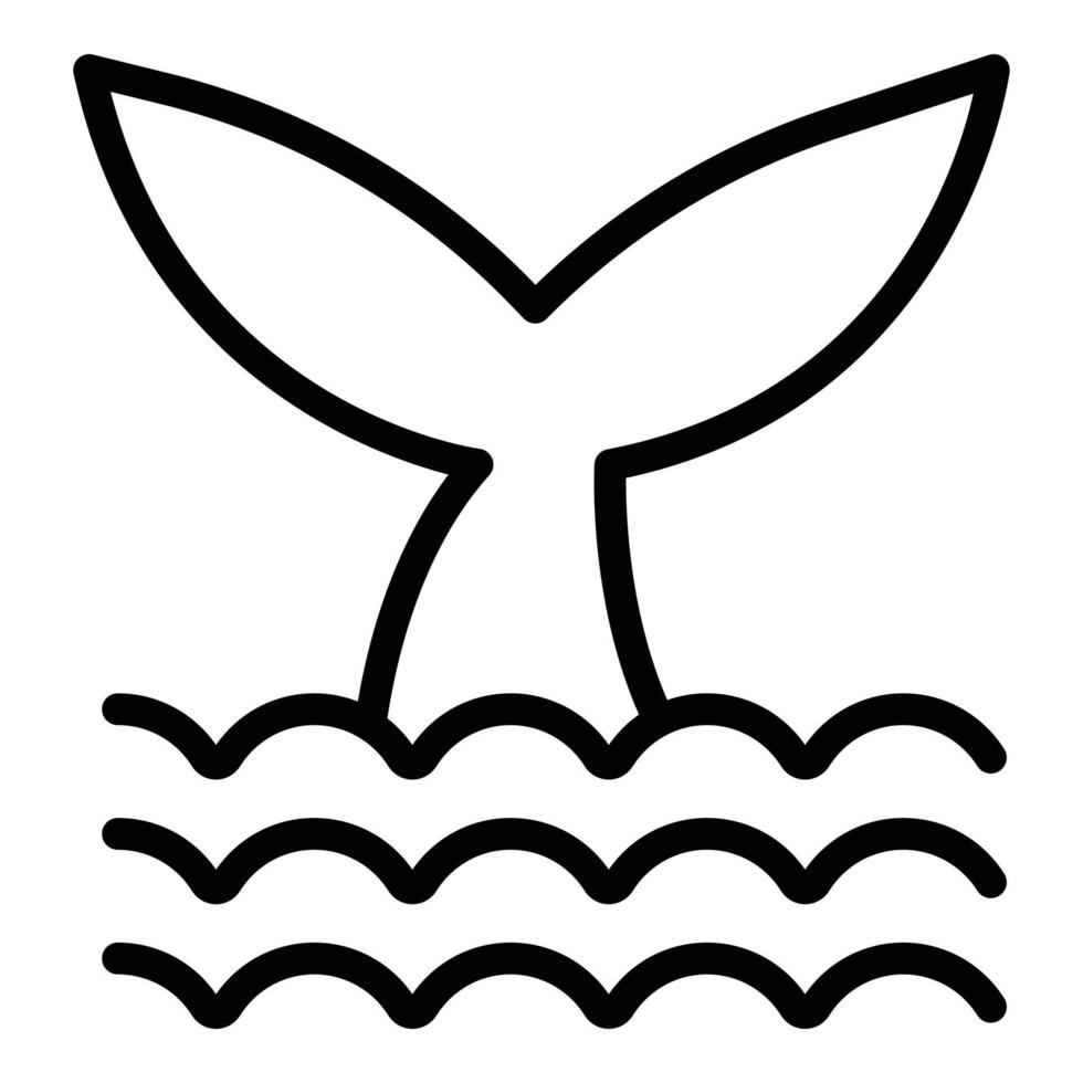 icône de queue de dauphin, style de contour vecteur