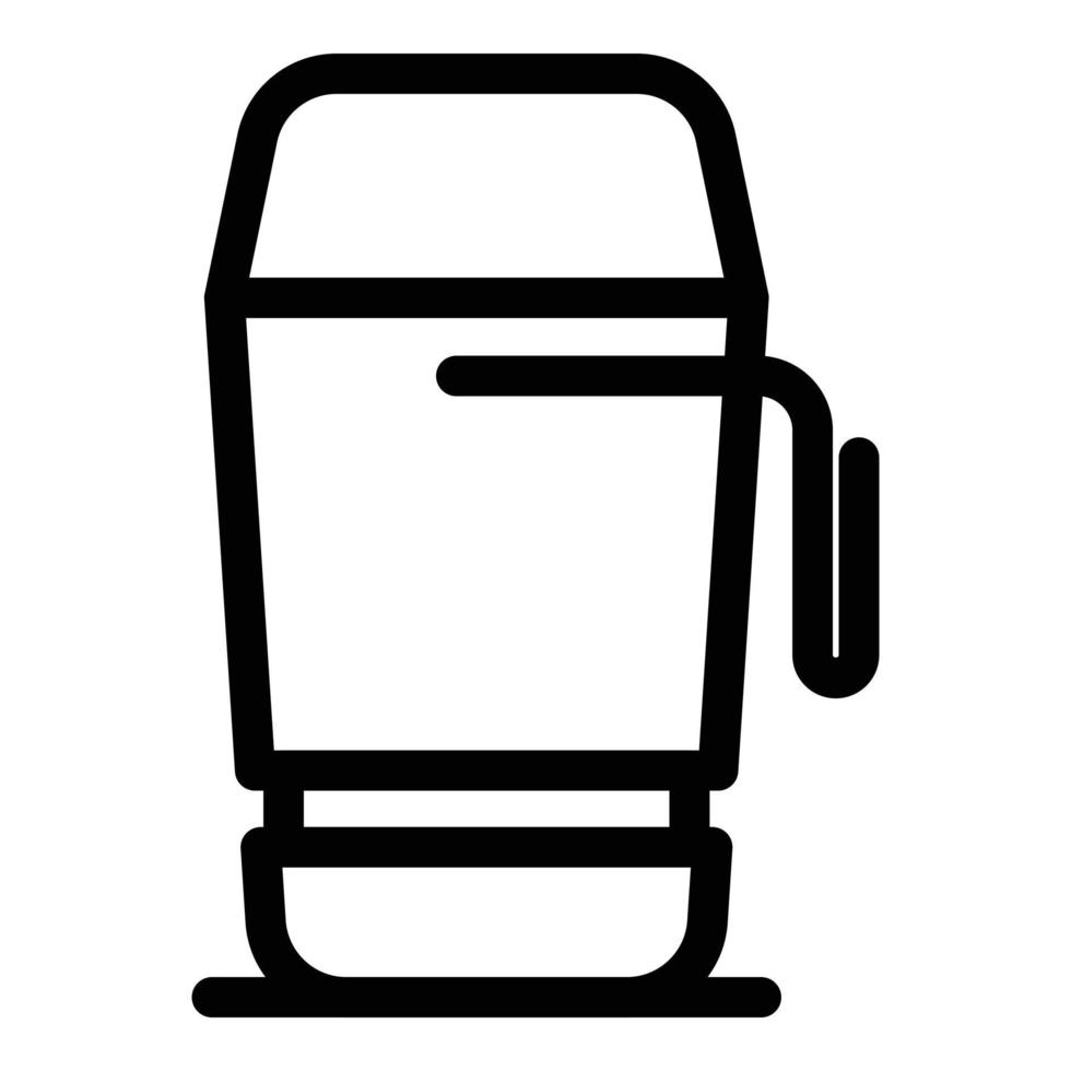 icône de tasse thermo de camping, style de contour vecteur