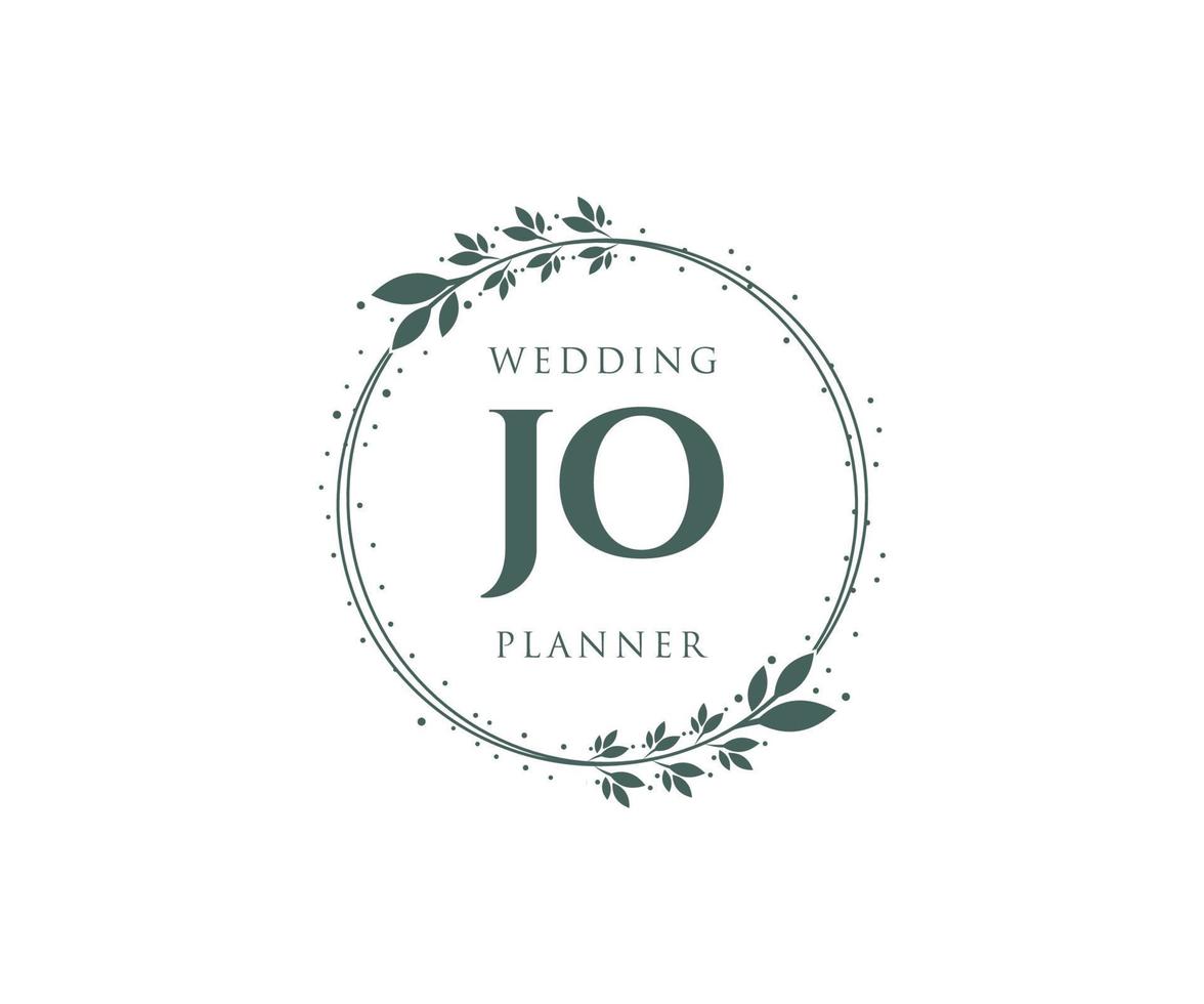 jo initiales lettre mariage monogramme logos collection, modèles minimalistes et floraux modernes dessinés à la main pour cartes d'invitation, réservez la date, identité élégante pour restaurant, boutique, café en image vectorielle vecteur