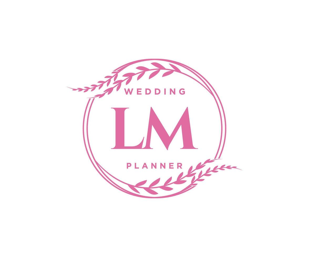 lm initiales lettre collection de logos de monogramme de mariage, modèles minimalistes et floraux modernes dessinés à la main pour cartes d'invitation, réservez la date, identité élégante pour restaurant, boutique, café en image vectorielle vecteur