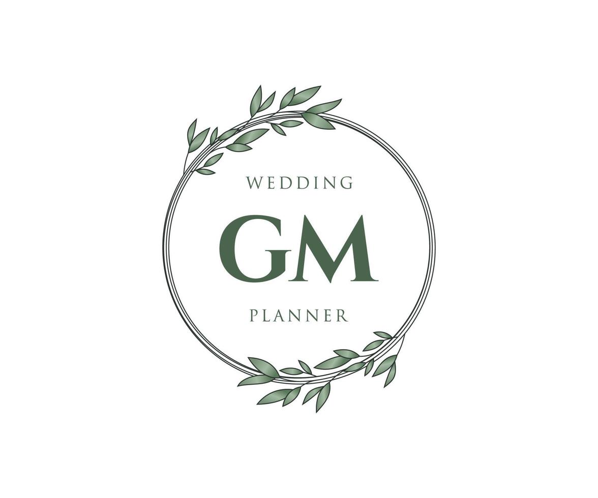 gm initiales lettre mariage monogramme logos collection, modèles minimalistes et floraux modernes dessinés à la main pour cartes d'invitation, réservez la date, identité élégante pour restaurant, boutique, café en image vectorielle vecteur