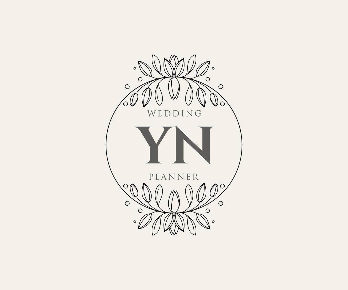 collection de logos de monogramme de mariage lettre initiales yn, modèles minimalistes et floraux modernes dessinés à la main pour cartes d'invitation, réservez la date, identité élégante pour restaurant, boutique, café en image vectorielle vecteur