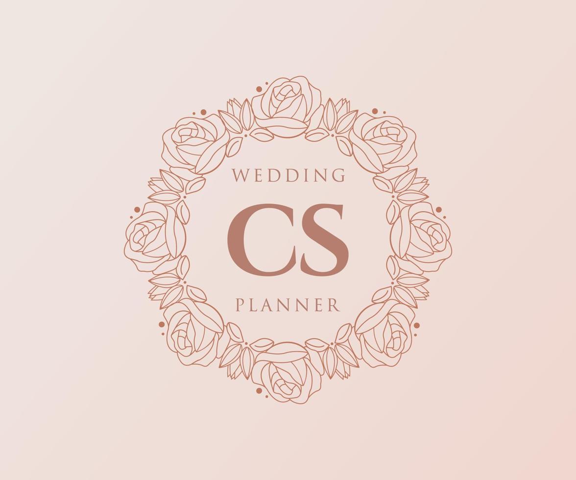 cs initiales lettre collection de logos de monogramme de mariage, modèles minimalistes et floraux modernes dessinés à la main pour cartes d'invitation, réservez la date, identité élégante pour restaurant, boutique, café en image vectorielle vecteur