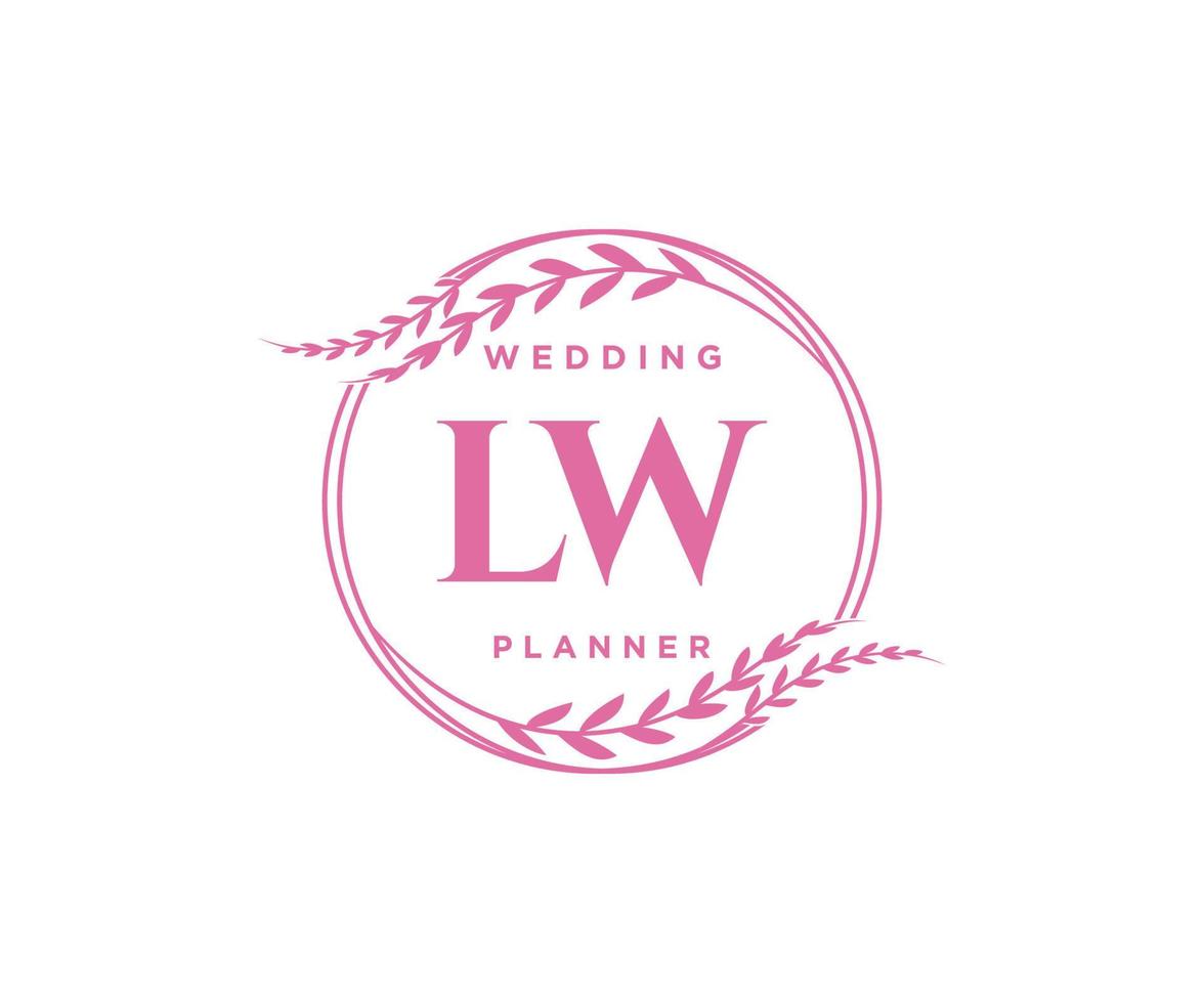 lw initiales lettre collection de logos de monogramme de mariage, modèles minimalistes et floraux modernes dessinés à la main pour cartes d'invitation, réservez la date, identité élégante pour restaurant, boutique, café en image vectorielle vecteur