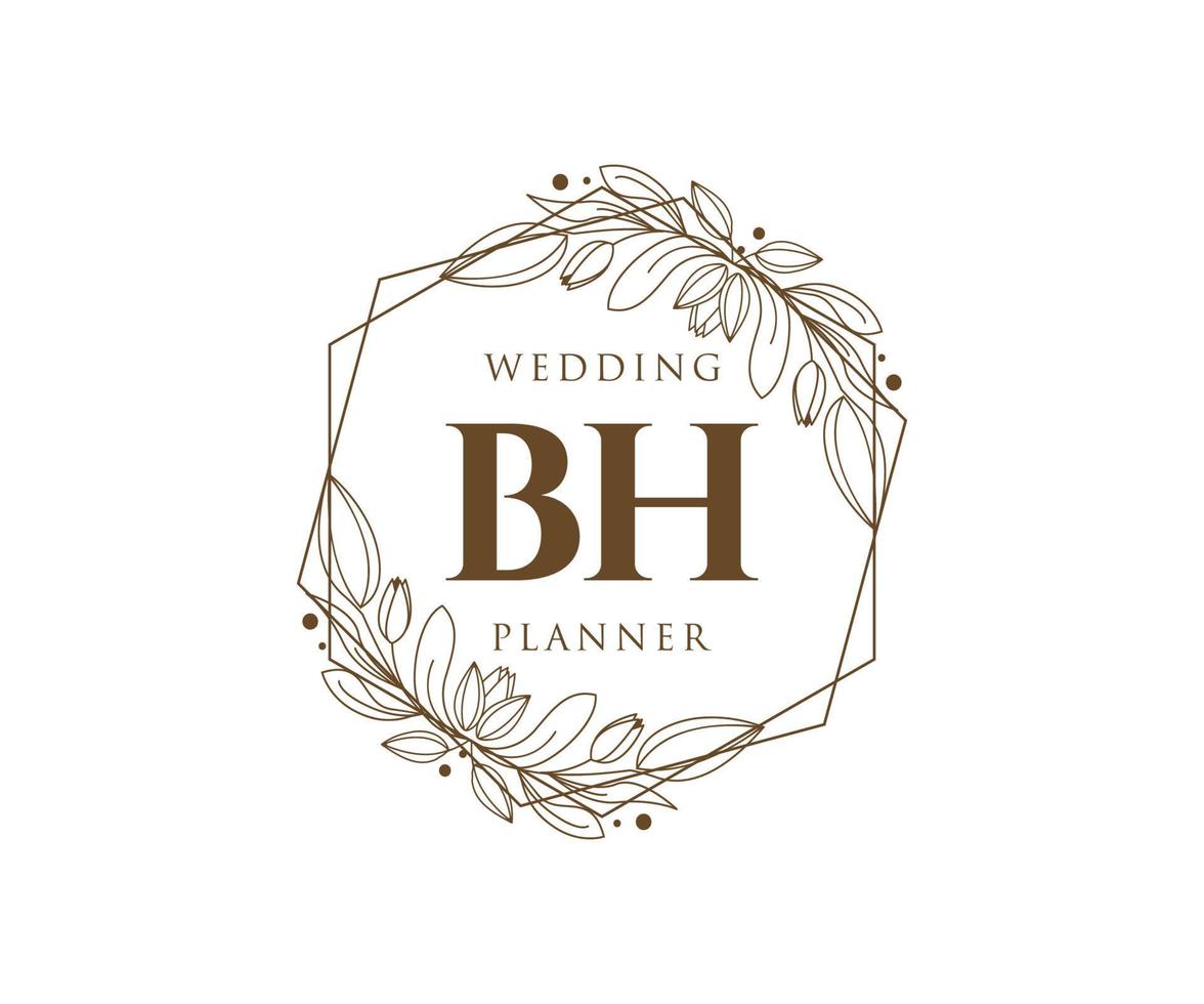 bh initiales lettre mariage monogramme logos collection, modèles minimalistes et floraux modernes dessinés à la main pour cartes d'invitation, réservez la date, identité élégante pour restaurant, boutique, café en image vectorielle vecteur