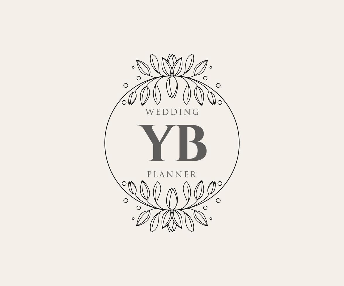 yb initiales lettre mariage monogramme logos collection, modèles minimalistes et floraux modernes dessinés à la main pour cartes d'invitation, réservez la date, identité élégante pour restaurant, boutique, café en image vectorielle vecteur