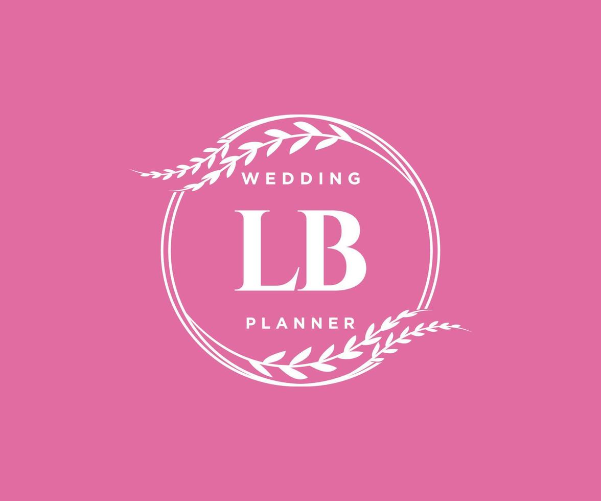 lb initiales lettre collection de logos de monogramme de mariage, modèles minimalistes et floraux modernes dessinés à la main pour cartes d'invitation, réservez la date, identité élégante pour restaurant, boutique, café en image vectorielle vecteur